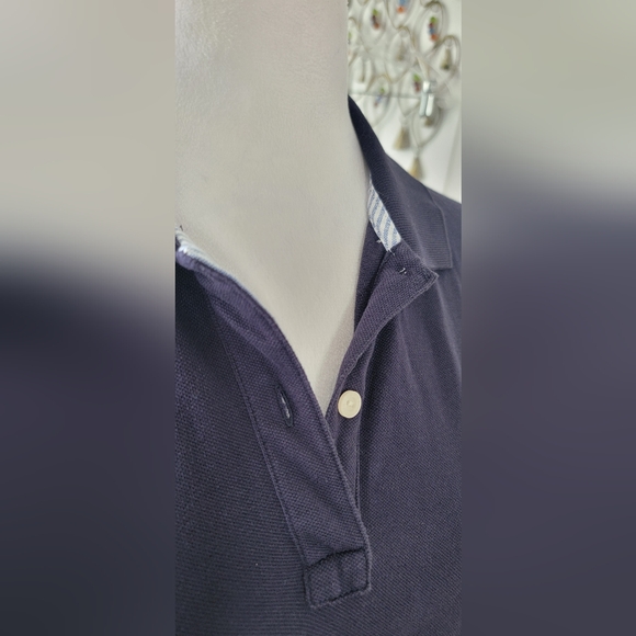 Y2K Tommy Hilfiger Polo Women's XL Navy Short Sleeve 1/4 Button Strechy Cotton - Picture 8 of 13